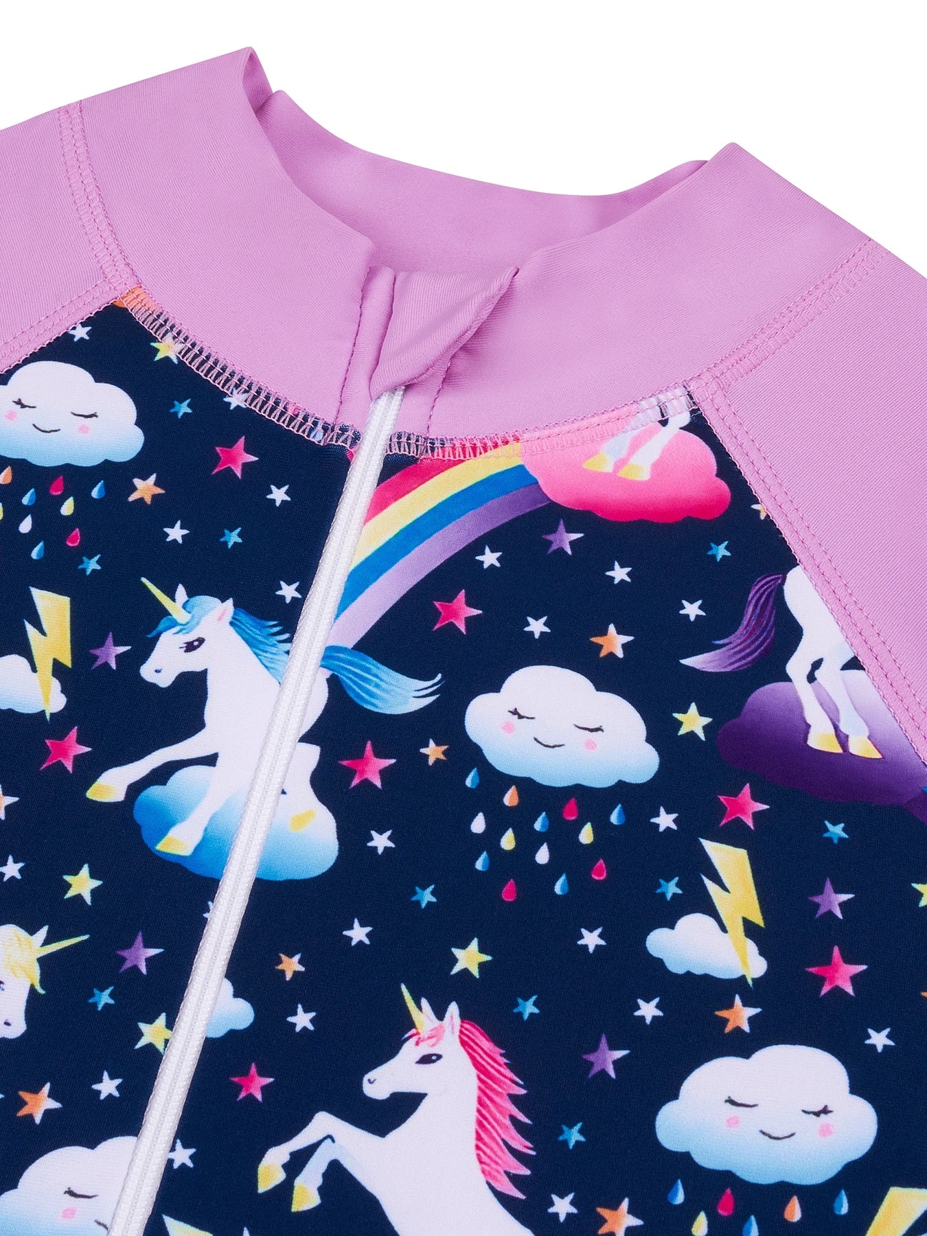 Kids Girls One-Piece Long Raglan Sleeve Animal Horse Print Rash Guard Boyleg Shorts Swimwear