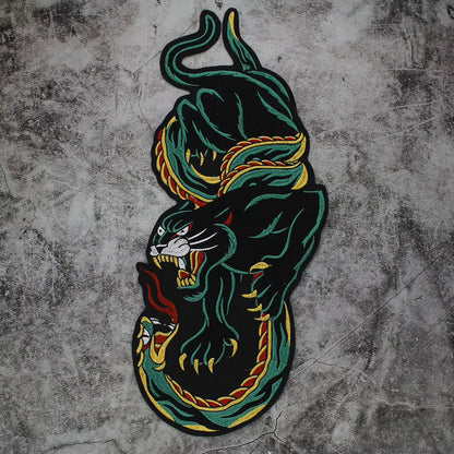Green Snake and Tiger Embroidered Patch Appliques Iron on Patches Badge Clothes Sewing