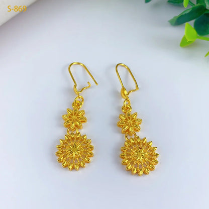 Italian Dubai Women Design 24K Gold Color Wedding Party Necklace Earrings Ring Bracelet Gift