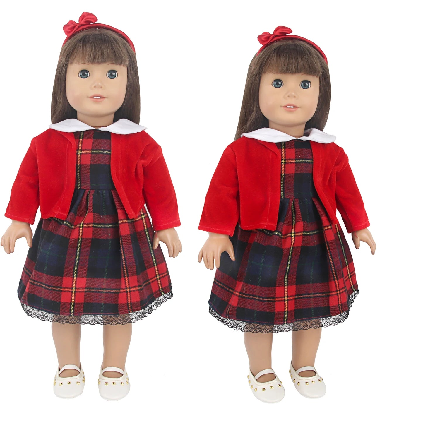 43cm Baby Newborn Scottish Plaid Skirt 18 Inches American Doll School Uniforms Dress + Coat Suits