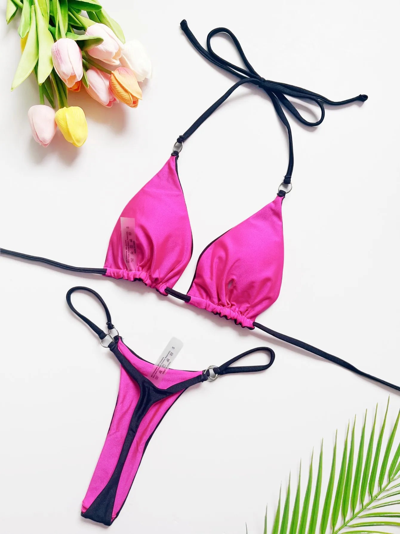 Sexy Wrinkled Crinkled One Shoulder Padded Bikini Swimsuit Swimwear Two-pieces Bikini set