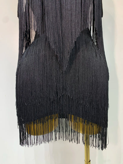 Sexy Strapless Tassel Off Shoulder Bandage Celebrity Evening Party Mini Birthday Dress