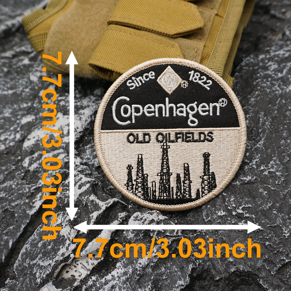 COPENHAGEN OLD OILFIELDS Embroidered Patch Iron-On Sewing Clothes Patches Applique I