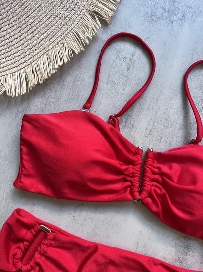 Sexy Push Up Swimwear Brazilian Bikini Thong Solid Beachwear Bathing Suits