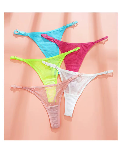 Women G-String Lace Briefs Hollow Out Transparent Thong Thin Underwear Low Waist Panties