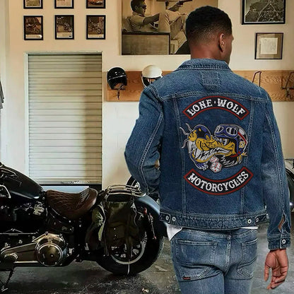 Large letter dog Embroidery Motorcycle Biker Patch Appliques Iron on Patches Badge Clothes Sewing
