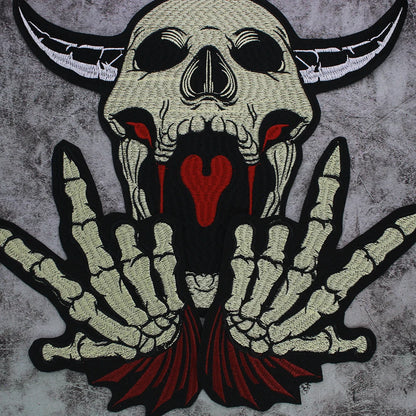 Skull Finger Embroidery Patch Appliques Iron on Patches Badge Clothes Sewing