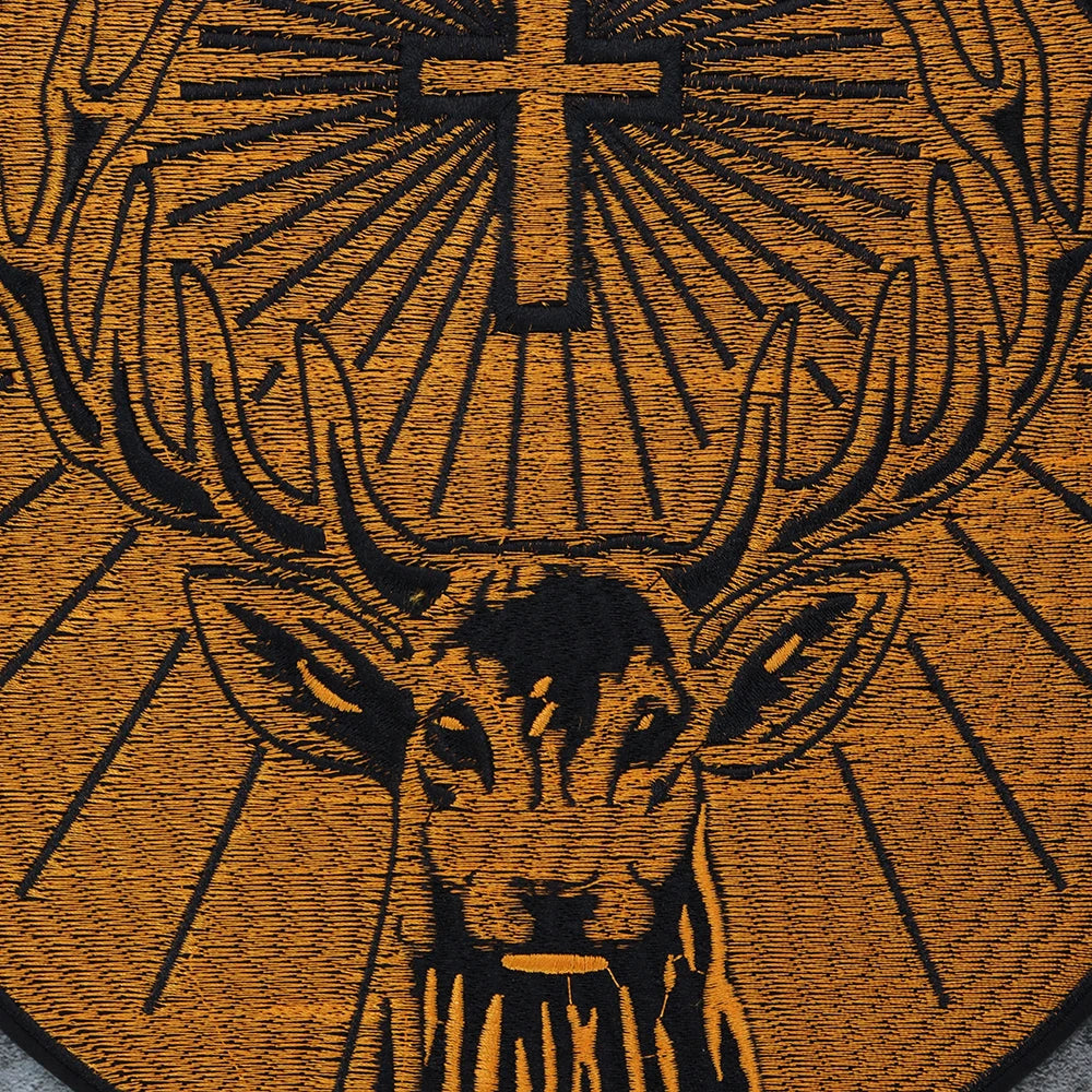 Embroidered Orange circle goat Animals patch Appliques Iron On Patches for Clothing Patches