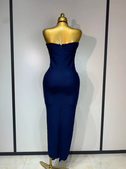 Women Sexy Celebrity Backless Halter Tassel Bandage Evening Party Birthday Wedding Dress