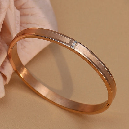 18K Plated Stainless Steel Zircon Fashion Women's Bracelet Bangles Gifts