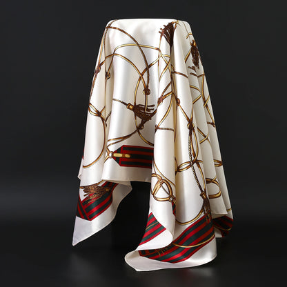 90cm Women Four Seasons Square Silk Satin Bandana Wrap Shawl Scarves Scarfs gfK4