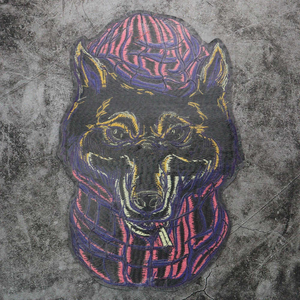 Big Fashion Dog Embroidered Patch Appliques Iron on Patches Badge Clothes Sewing