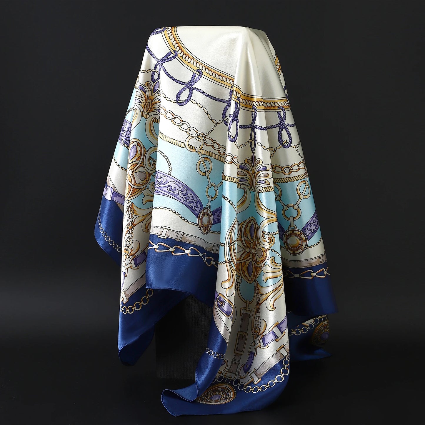 90cm Women Four Seasons Square Silk Satin Bandana Wrap Shawl Scarves Scarfs gfK4