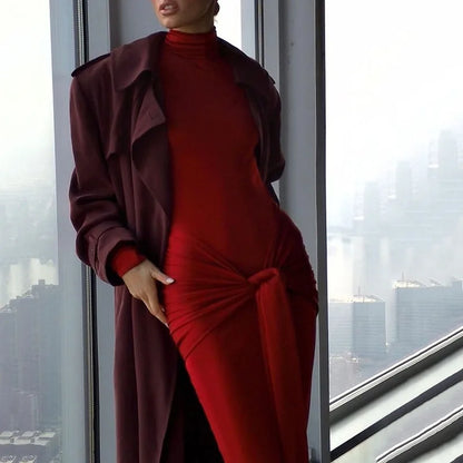 Women Turtleneck Long Sleeve Maxi Fashion Irregular Bodycon Long Evening Dress