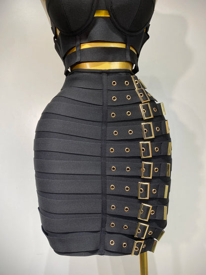 Sexy Cut Out Mini Bandage Two Piece Celebrity Evening Birthday Club Party Skirt Dress
