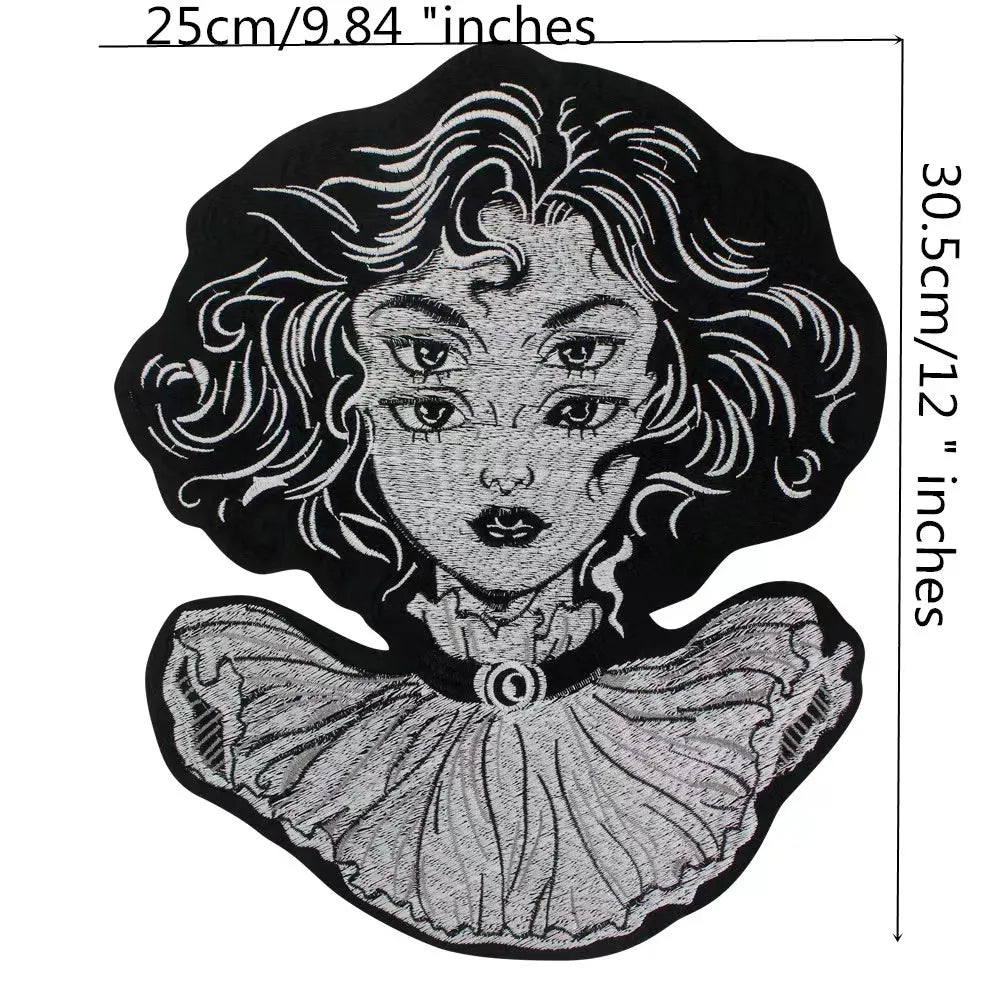 Punk Skull Embroidery Ghost Bride Stripe Badge Patch Iron on Patches Clothes DIY