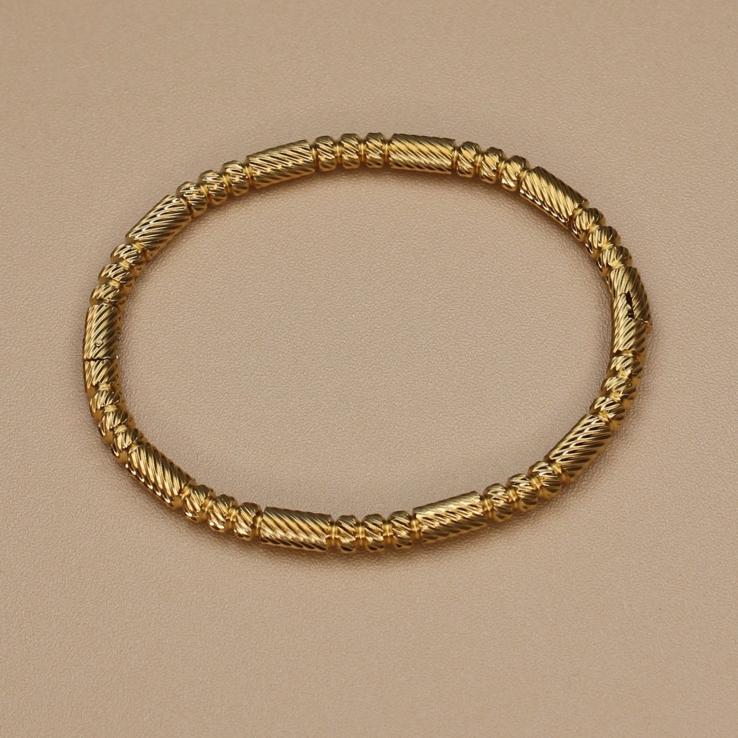 Fashion Stainless Steel Crystal Charm Gold Color Bracelet Women's Bangle