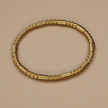 Fashion Stainless Steel Crystal Charm Gold Color Bracelet Women's Bangle