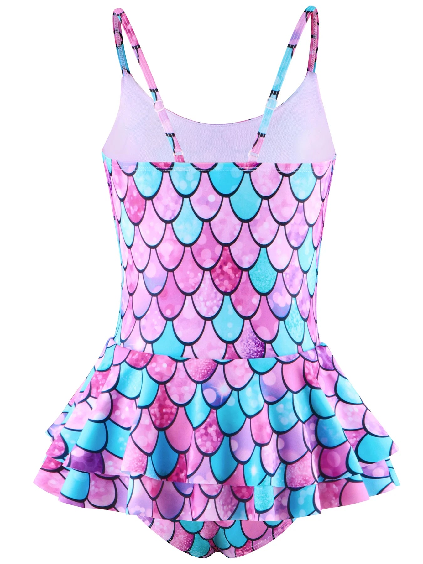 One Piece Kids Girls Sleeveless Scale Printed Swimwear Beach Rash Guard Swimming Suit