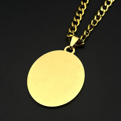 Women Men Gold Color Stainless Steel Christian Archangel Saint Raphael Protect Us Medal Pendant Necklace