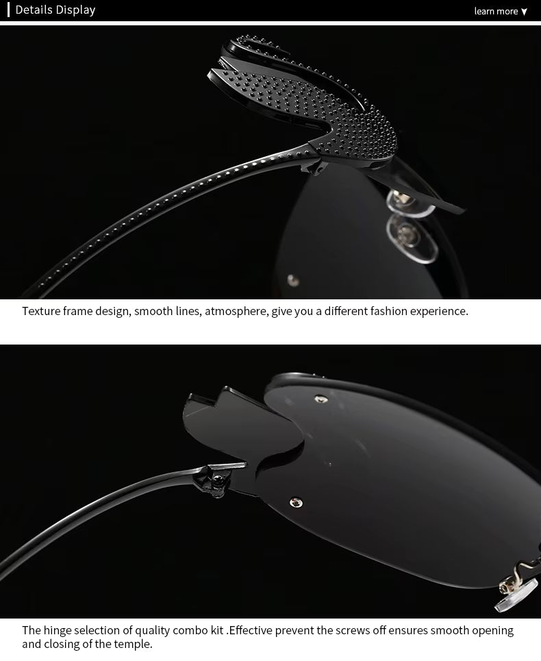 Y2k Women Fashion Swan Inlay Gradient Lens Shades Oversized Rimless Sunglasses Glasses