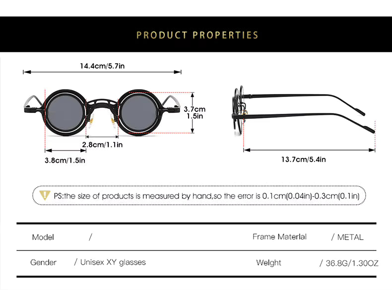 Women Round Two in One Pure Titanium Y2K Steampunk UV400 Sunglasses Glasses