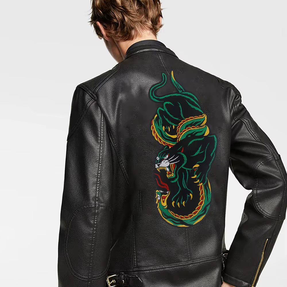 Green Snake and Tiger Embroidered Patch Appliques Iron on Patches Badge Clothes Sewing