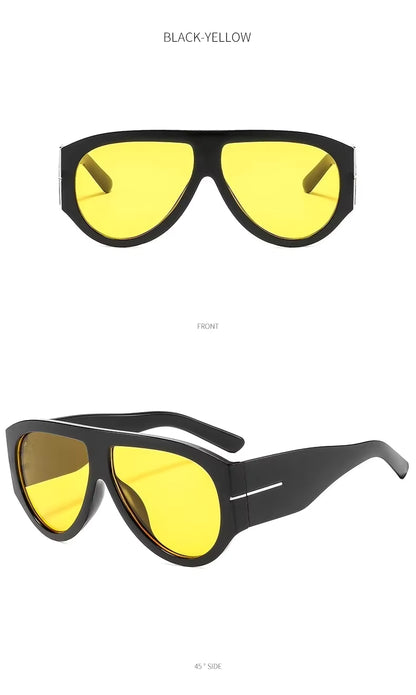 Men Women Retro Oval Clear Gradient Lens Shades UV400 Fashion Round Glasses Sunglasses