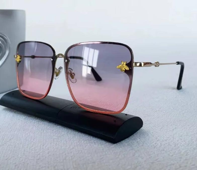 Men Women Fashion Designer Oversized Rimless Square Bee Sunglasses Gradient Sunglasses UV400