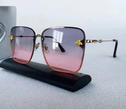 Men Women Fashion Designer Oversized Rimless Square Bee Sunglasses Gradient Sunglasses UV400