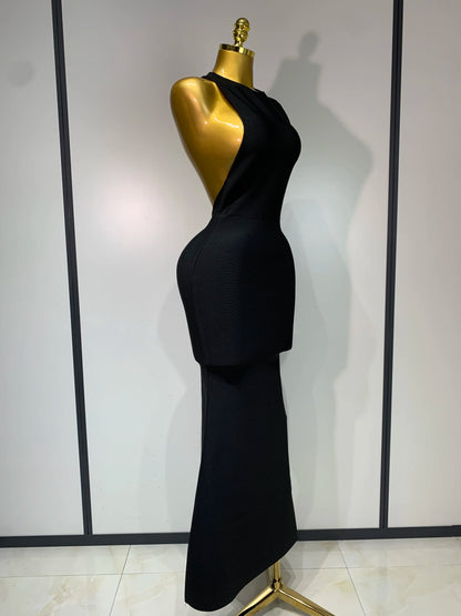 Women Sexy Sleeveless Backless Design Bandage Celebrity Elegant Evening Party Birthday Dress
