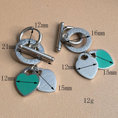 Stainless Steel Double Heart LOVE Pendant Love Party Wedding Earrings Jewelry