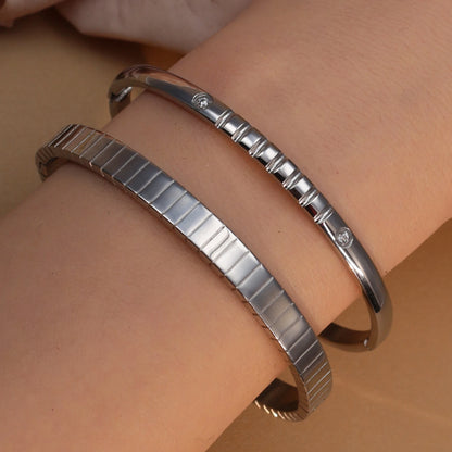 Vintage 18K Plated Stainless Steel Crystal Women's Fashion Bangles Bracelet