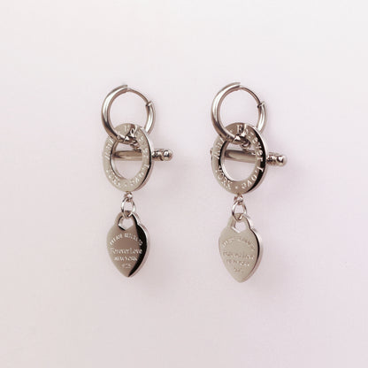 Women Fashion Stainless Steel Heart-Shaped Pendant Love Earrings