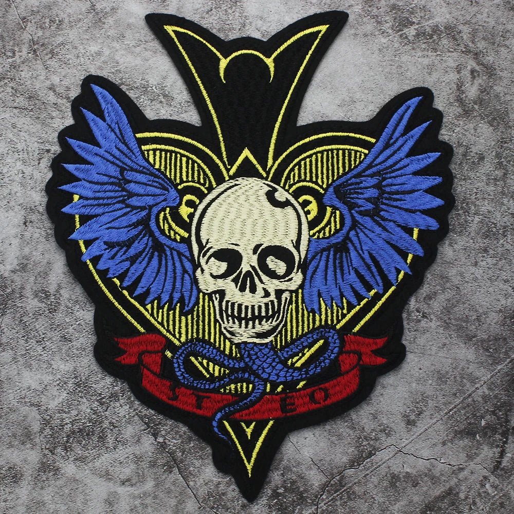 Poker Ace of Spades Embroidery Skull Iron Patch For Clothing Patches Punk Appliques sewing Sticker