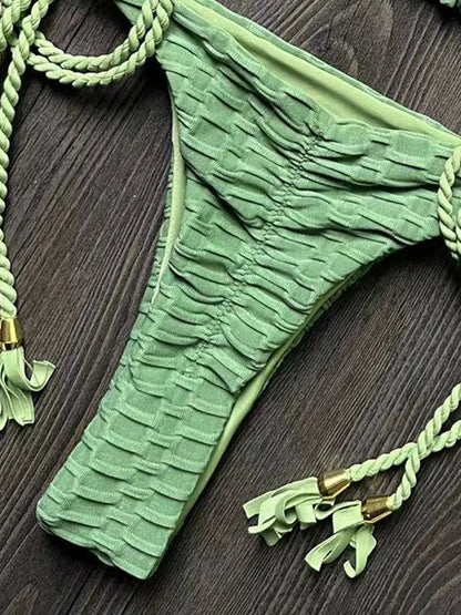 sexy bikini set w/ braided straps and split swimsuit 2-piece beach swimsuit