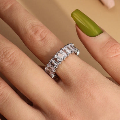 Square Zircon Stainless Steel plated 18K gold color Women's Wedding Ring