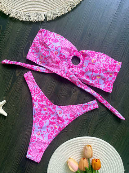 Sexy Colorful Floral Printed Bikini Swimsuit Two-pieces Bikini Bather Bathing Suit