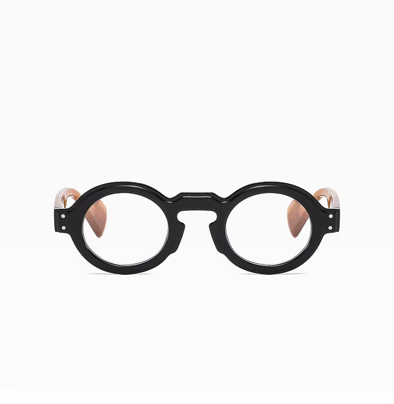 Women Men Punk Double Color Shades Rivets Clear Lens Frame UV400 Round Sunglasses