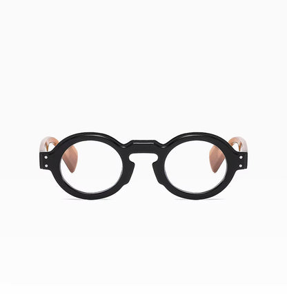 Women Men Punk Double Color Shades Rivets Clear Lens Frame UV400 Round Sunglasses