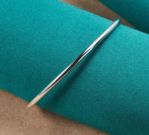925 Sterling Silver 3mm Solid Smooth Bangle Woman Man Wedding Engagement Bracelet