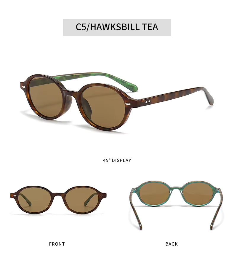 Women Men Retro Small Oval Rivets Shades UV400 Sunglasses Glasses