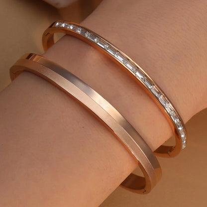 Fashion Plated 18k Zircon Stainless Steel Women's Bracelet Bangles