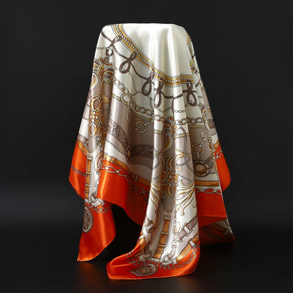 90cm Women Four Seasons Square Silk Satin Bandana Wrap Shawl Scarves Scarfs gfK4