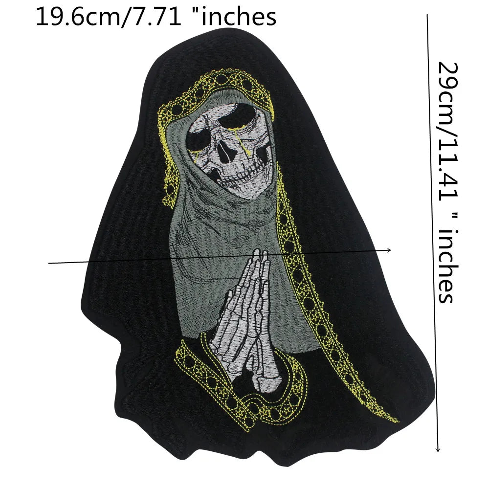 Punk Skull Embroidery Ghost Bride Stripe Badge Patch Iron on Patches Clothes DIY