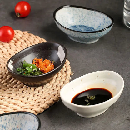 4 Inch Japanese-style Ceramic Disc Dip Sauce Bowl Dish 80ML Retro Plate