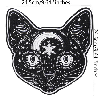 Embroidery Domineering Black Moon Cat Patch Appliques Iron on Patches Badge Clothes Sewing