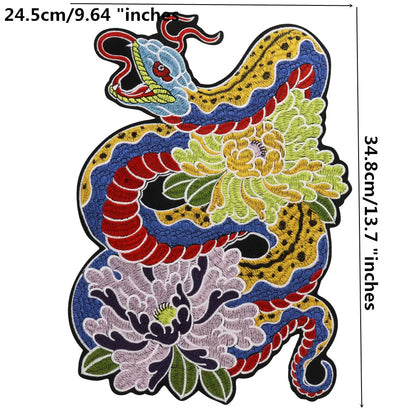 Colorful Python Embroidered Motorcycle Patch Appliques Iron on Patches Badge Clothes Sewing