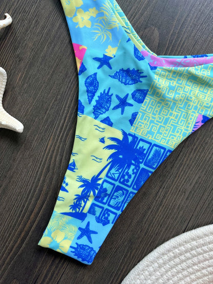 Sexy Colorful Floral Printed Bikini Swimsuit Two-pieces Bikini Bather Bathing Suit