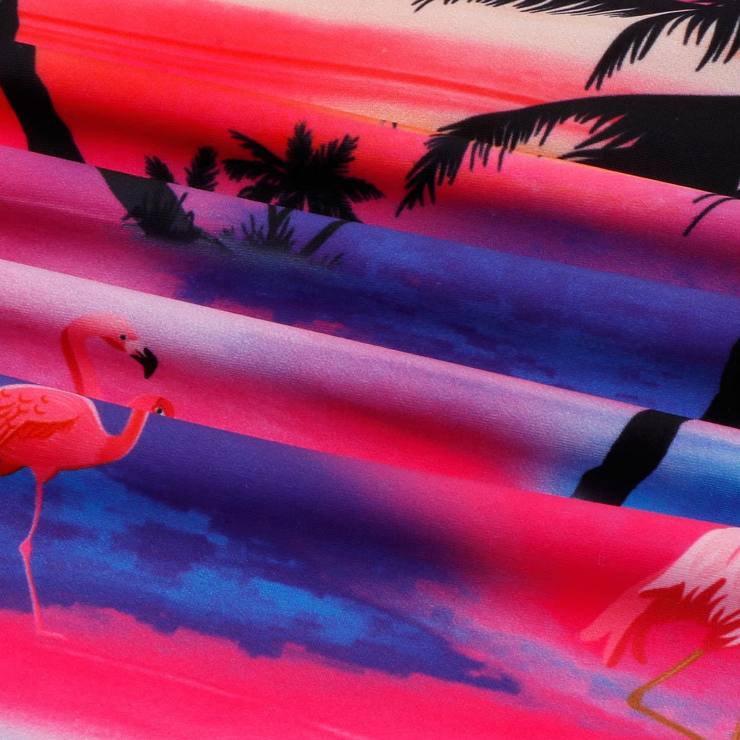 Girls Kids One-Piece Long Sleeve Hawaii Print Beach Boyleg Shorts Swimming Swimsuit